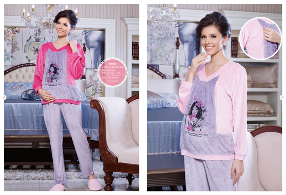 媽咪秘密天鵝絨哺乳套裝粉