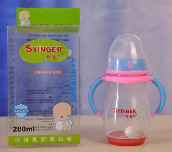 尚yingePP雙色感溫奶瓶280ml藍色