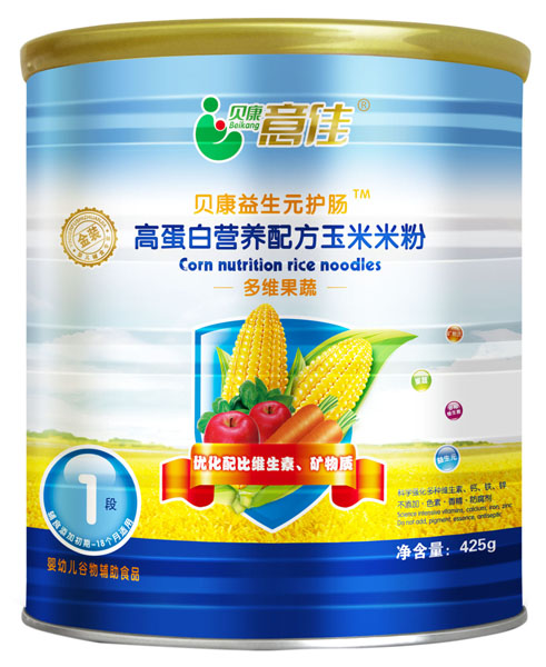 貝康意佳多維果蔬高蛋白營養(yǎng)配方玉米米粉1段罐裝