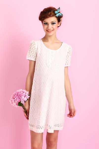 媽媽和我圓領孕婦連衣裙