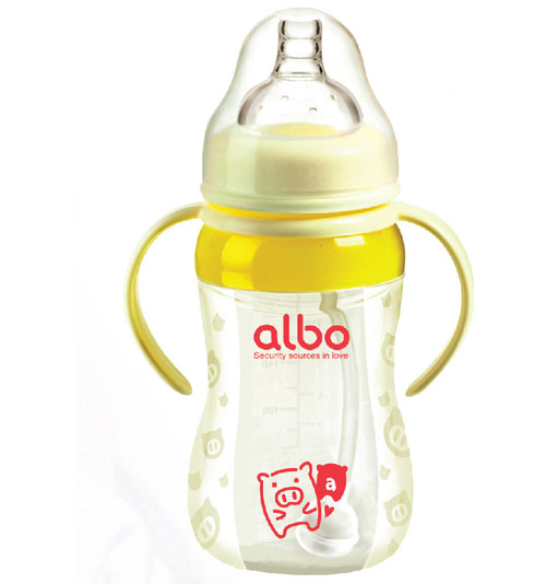 愛樂寶硅膠自動奶瓶260ml黃色