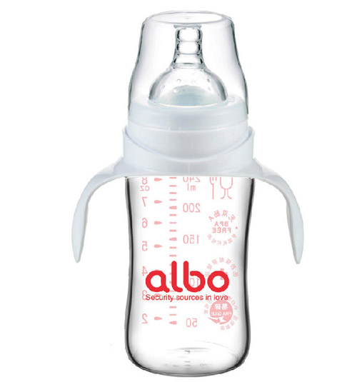 愛樂(lè)寶寬口晶鉆玻璃奶瓶240ml白色