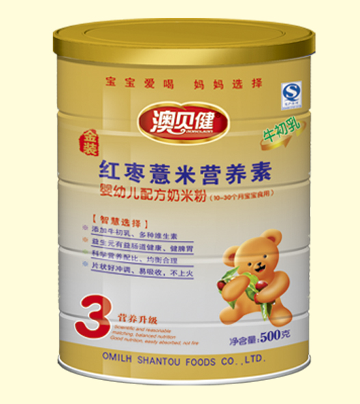 澳貝健紅棗薏米營(yíng)養(yǎng)素奶米粉3段聽(tīng)裝