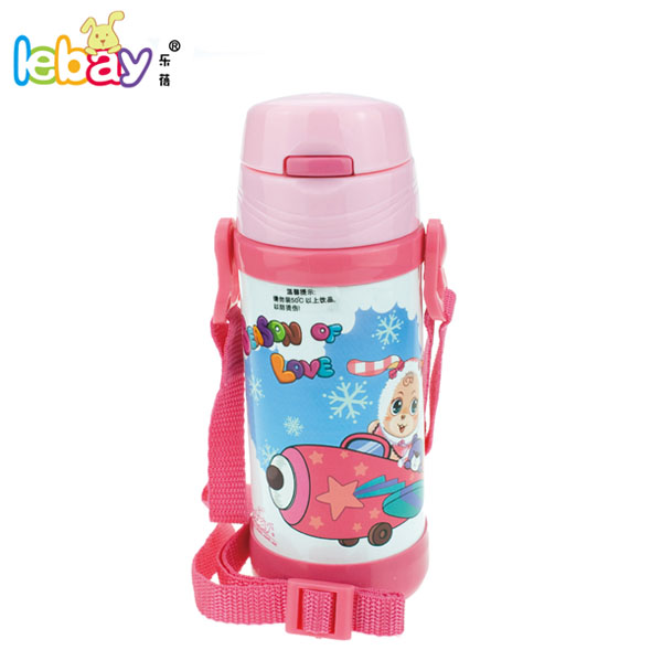 樂(lè)蓓紅色標(biāo)口卡通保溫水杯