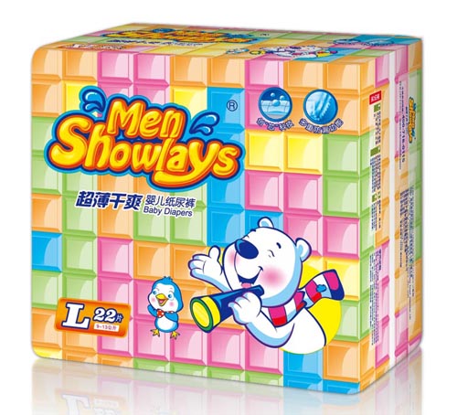 Menshowlays極薄干爽嬰兒紙尿褲L碼