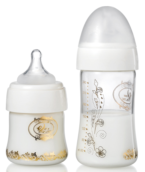 妃麗妮寬口徑燙金玻璃奶瓶