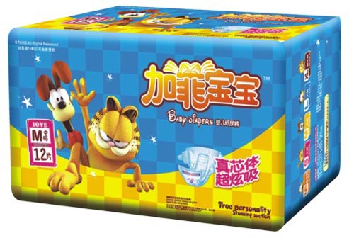 加菲寶寶超炫吸絲薄嬰兒紙尿褲M碼12片