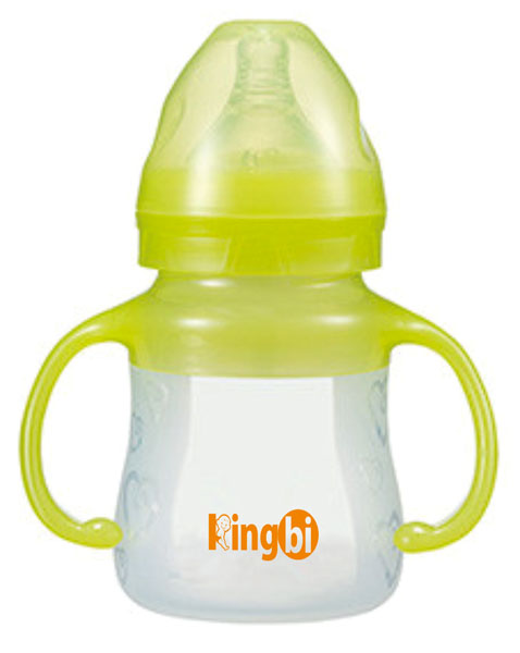 健貝黃色雙柄全自動硅膠奶瓶150ml