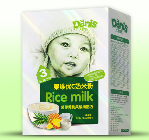 達(dá)尼斯菠蘿黃桃果維優(yōu)C奶米粉盒裝3段
