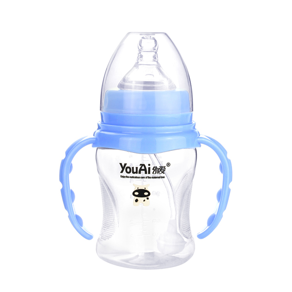 幼愛EQ寬口帶柄自動吸PP奶瓶180ml
