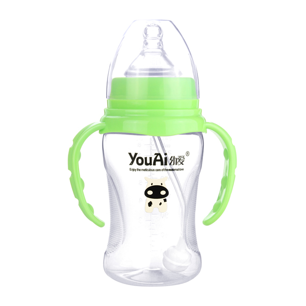 幼愛EQ寬口帶柄自動吸PP奶瓶240ml