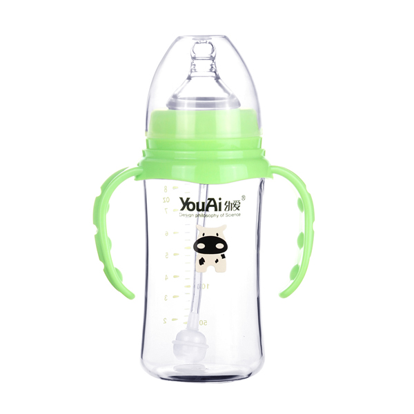 幼愛(ài)帶柄自動(dòng)吸晶鉆玻璃寬口奶瓶240ml