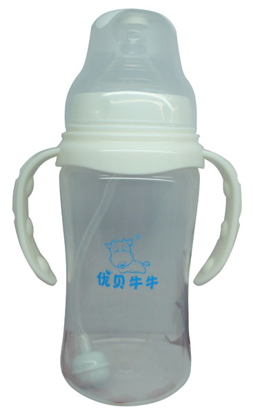 優(yōu)貝牛牛白色寬口雙柄全自動(dòng)PP奶瓶300ml