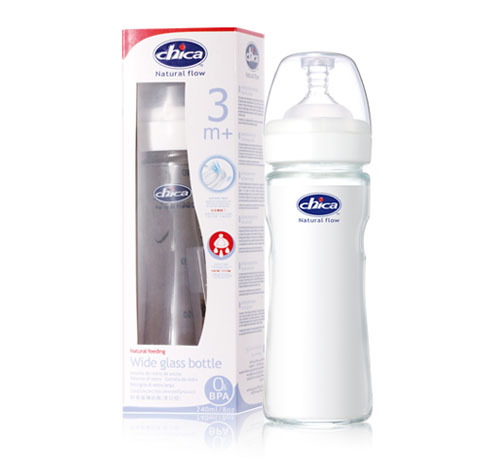 積高寬口徑晶白玻璃奶瓶250ml