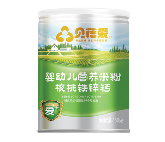 貝蓓愛嬰幼兒核桃鐵鋅鈣營養(yǎng)米粉