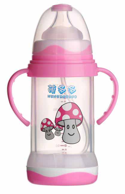 萌多多寬口直身晶鉆玻璃150ml全防護(hù)自動(dòng)奶瓶(紅色)