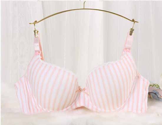 元曼活力孕動518超薄透氣模杯哺乳內衣(粉紅條紋外)