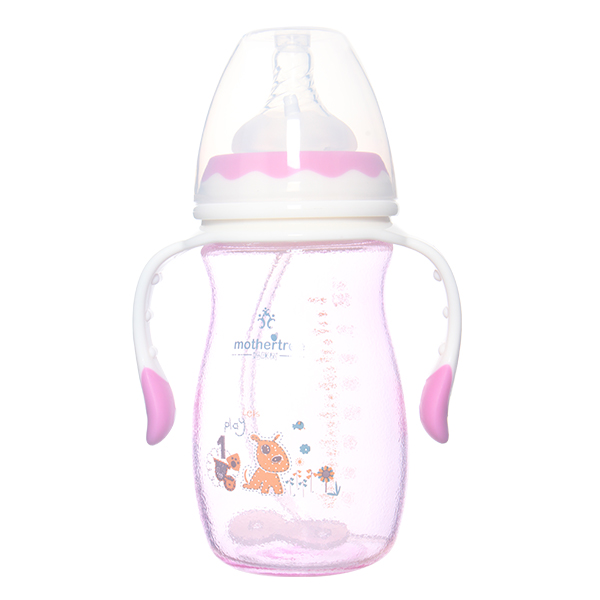 媽咪樹噴硅膠寬口高硼硅玻璃奶瓶240ml