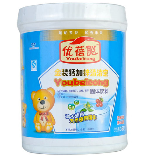 優(yōu)蓓聰金裝鈣加鋅清清寶350g