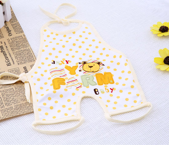 色小魚(yú)米白雙面布快樂(lè)熊連腳肚兜