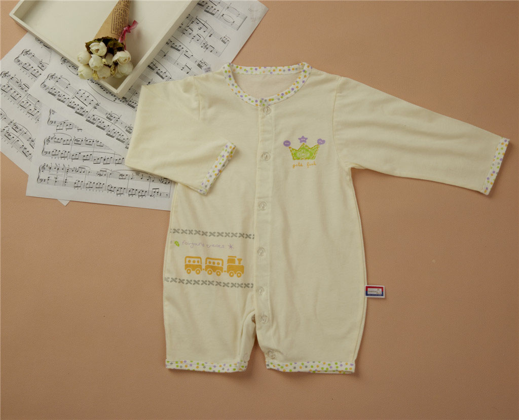 金色小魚精棉素色單面無(wú)骨縫制快樂(lè)之旅哈衣