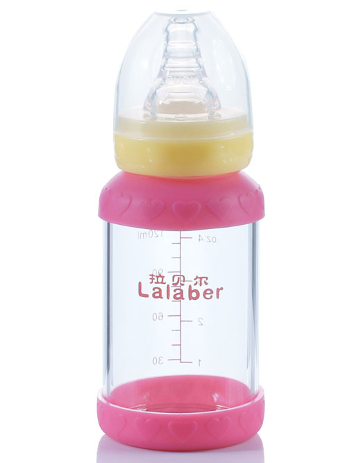 拉貝爾4安士標(biāo)準(zhǔn)口徑連藍(lán)色感溫保護(hù)環(huán)玻璃奶瓶