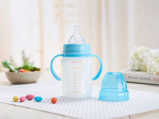 有樂米樂柄寬口奶瓶藍色(180ml)