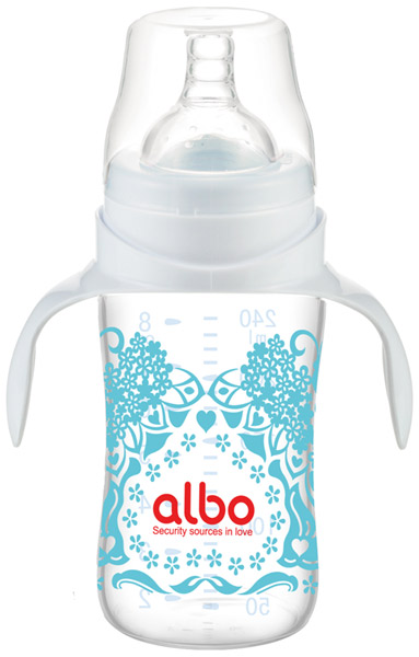 愛樂寶240ml寬口晶鉆玻璃奶瓶白