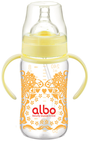 愛樂寶240ml自動(dòng)晶鉆玻璃奶瓶黃