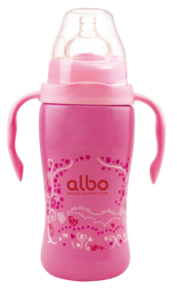 愛樂寶260ml不銹鋼真空保溫奶瓶紅色