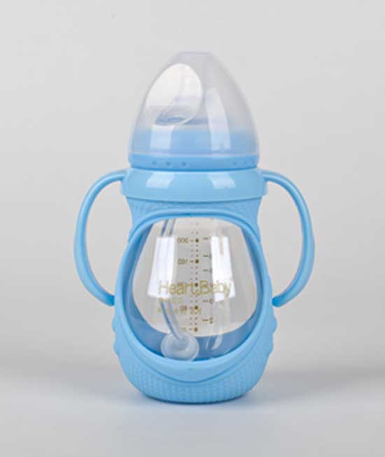 亨特貝貝玻璃防摔奶瓶260ml藍色