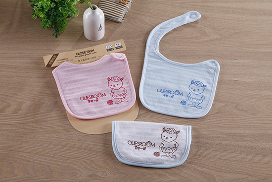 芊嬰小屋嬰兒棉柔透氣圍兜(紐扣式)