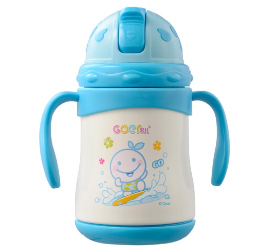 果兒260ML抽真空保溫吸管杯藍(lán)色