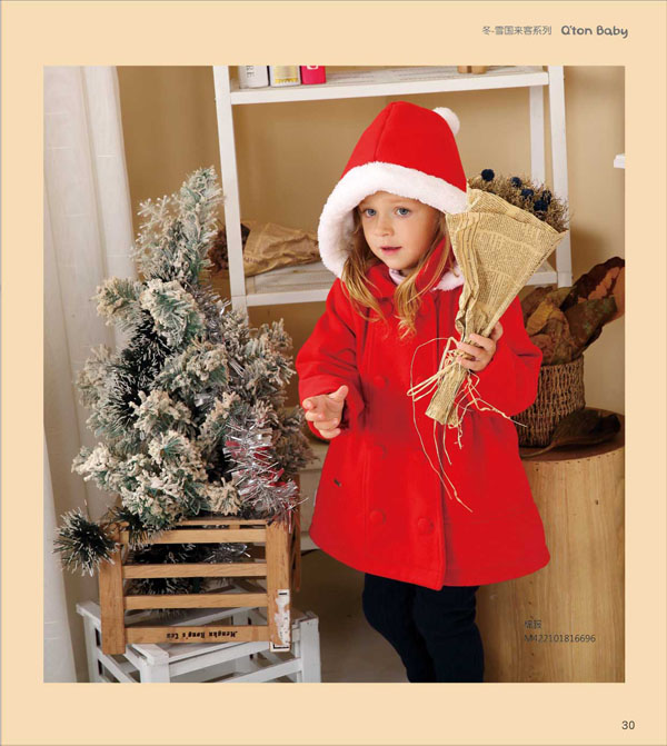 棉果果雪國來客系列棉服外套紅色