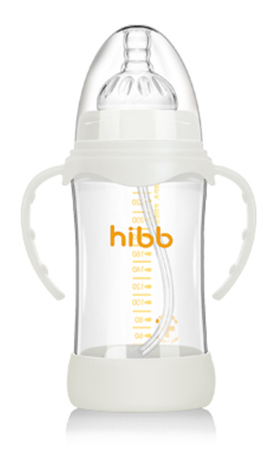 浩一貝貝防摔自動(dòng)玻璃奶瓶白色240ml