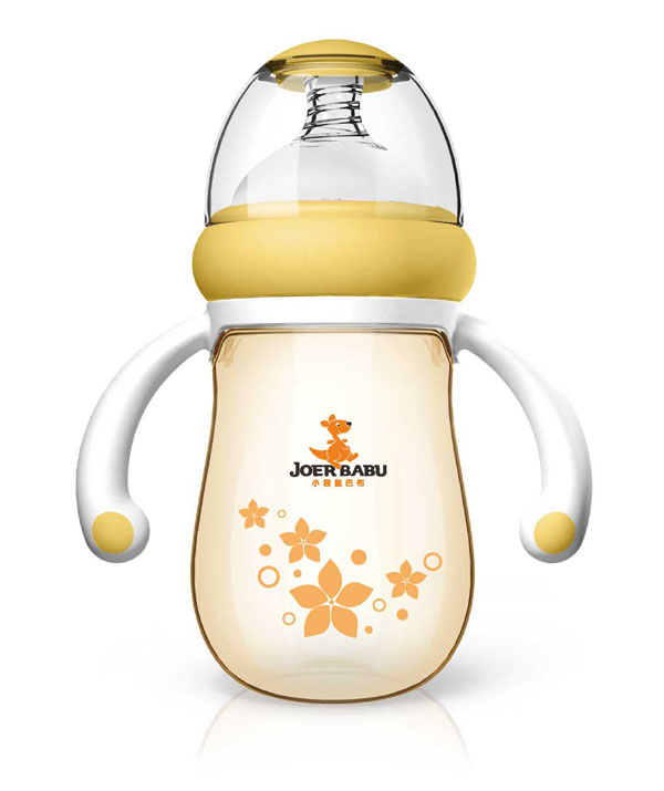 小袋鼠巴布梨形PPSU自動寬口奶瓶240ml黃色