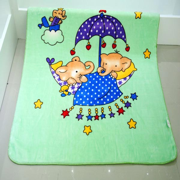 亞奧超柔小毯子小象綠色