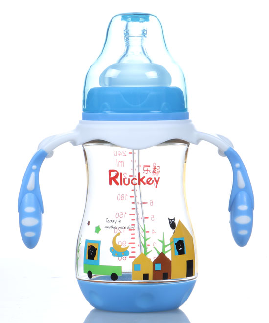 樂起弧形有耳PPSU奶瓶藍(lán)色