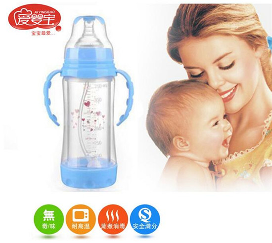 愛(ài)嬰寶晶鉆玻璃自動(dòng)吸管奶瓶220ml