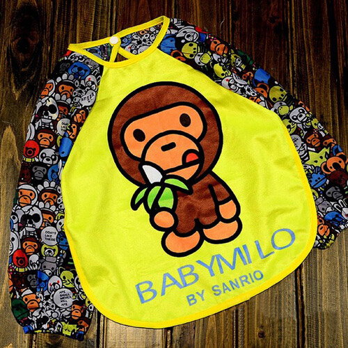 寶寶罩衣食飯衣畫畫衣圍兜黃猴子