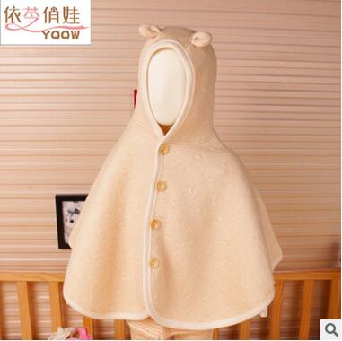 春款均碼適6-12個(gè)月有機(jī)棉彩棉空氣層夾棉yinge披風(fēng)寶寶斗篷