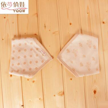 2層春秋款包邊按扣型有機(jī)棉彩棉yinge三角巾寶寶圍巾兒童口水巾