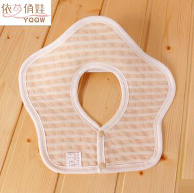 360度轉(zhuǎn)動春秋冬款有機棉彩棉夾棉youe圍嘴五角星寶寶圍兜口水巾