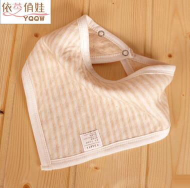 冬款32CMX32CM有機(jī)彩棉空氣層純銅按扣 yinge三角巾寶寶圍巾