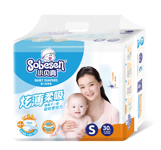 小貝真炫薄柔吸嬰兒紙尿褲中包S碼30片