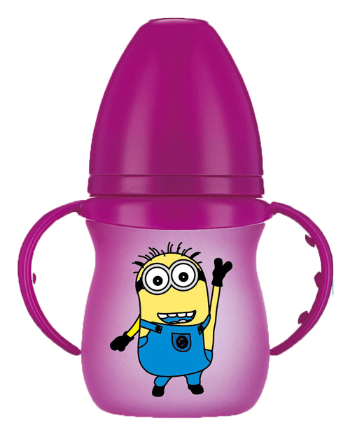 紐優(yōu)寬口包膠感溫玻璃奶瓶150ml粉色