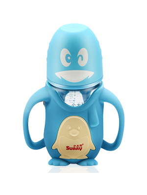 小太陽可愛企鵝寬口徑防摔玻璃奶瓶260ML