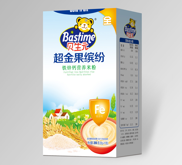 貝生元超金果繽紛鐵鋅鈣營(yíng)養(yǎng)米粉盒裝