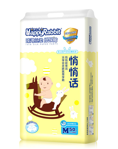 開心兔臻薄絲柔紙尿褲M碼50片