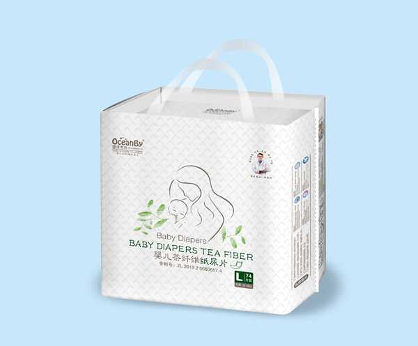 海洋寶貝嬰兒茶纖維紙尿片L碼74片-大包